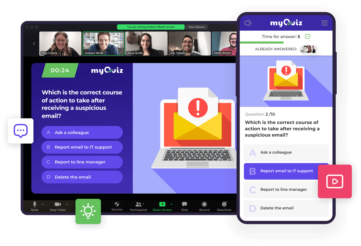 myQuiz - Trivia Quiz Platform For Training and Webinars